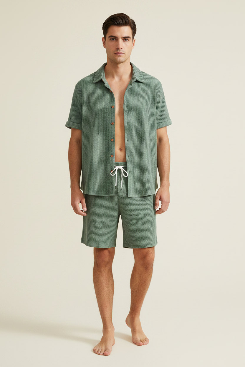 Men's Casual Two Piece Set – Short Sleeve Shorts #1