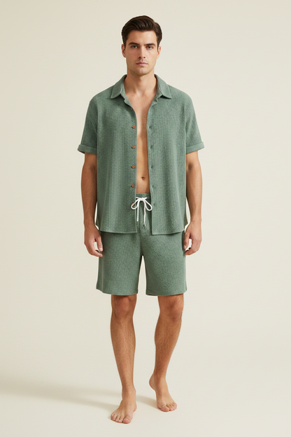 Men's Casual Two Piece Set – Short Sleeve Shorts #1