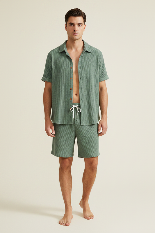 Men's Casual Two Piece Set – Short Sleeve Shorts #1
