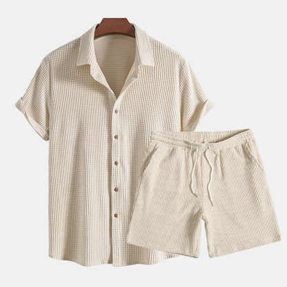 Rory | Men's Open Collar Two-Piece Shorts Set