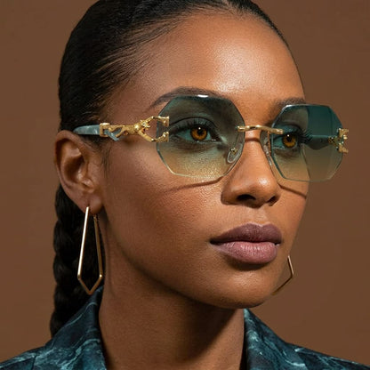 Cosette | Women's Rimless Hexagonal Sunglasses