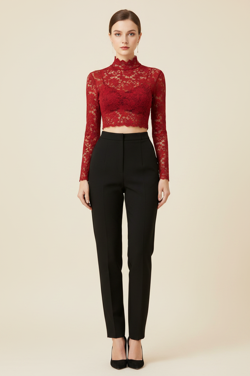 Red Lace Blouse