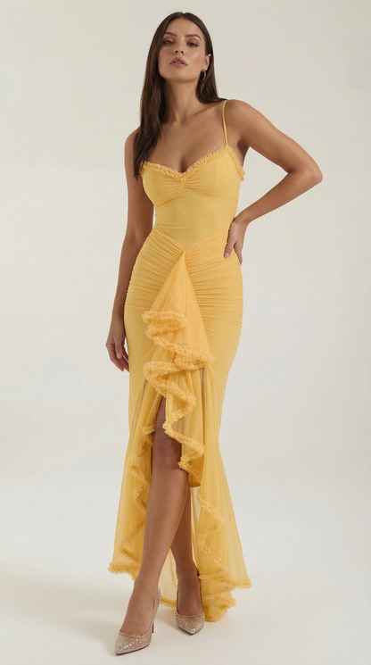 Marianne | Women's Ruffle Sweetheart Maxi Dress