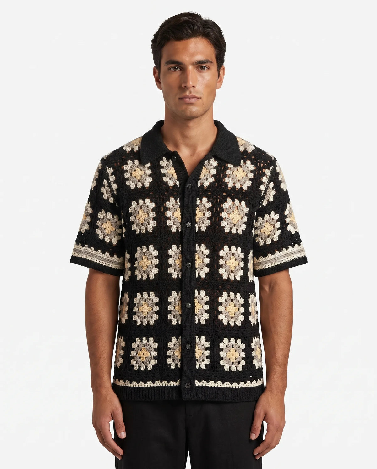 Rhodes | Men's Granny Square Crochet Shirt
