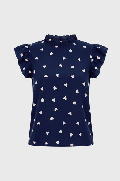 Tilly | Women's Heart Print Ruffle Top