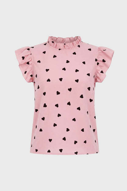 Tilly | Women's Heart Print Ruffle Top