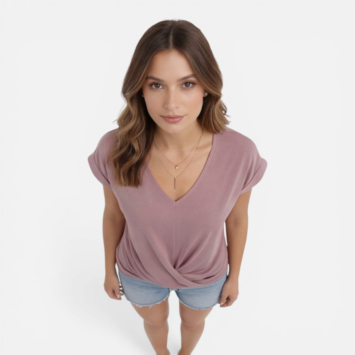 Noelle | Women's V-Neck Twist Front T-Shirt