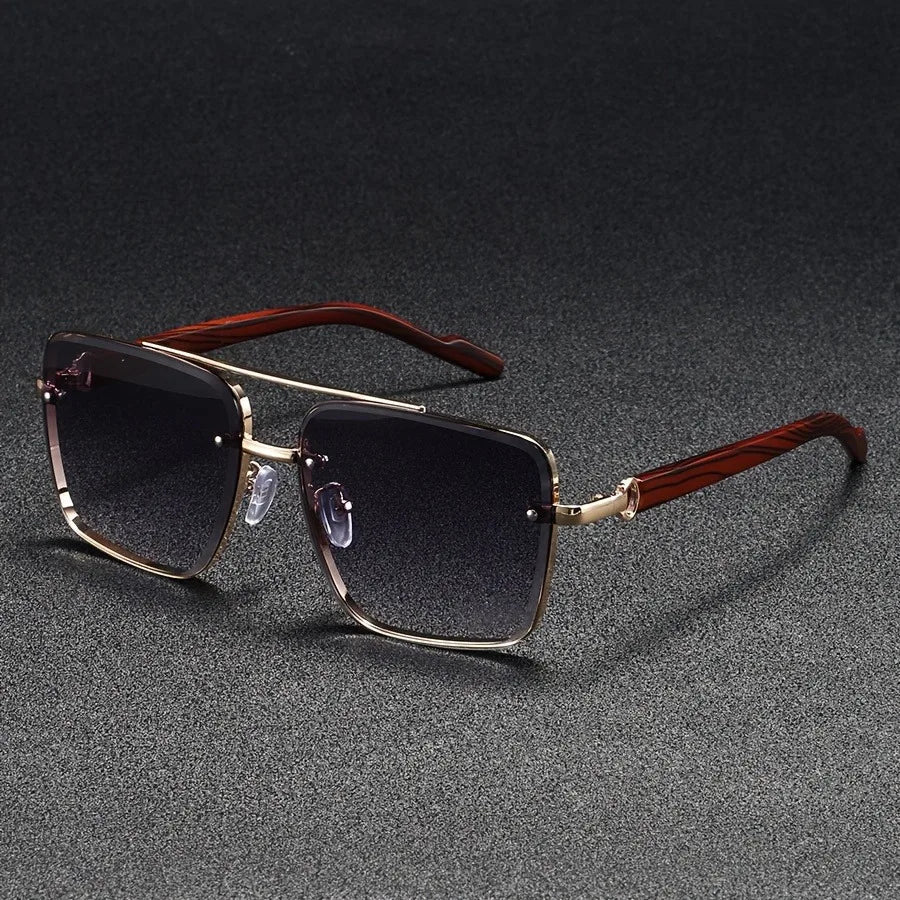 Thaddeus | Unisex Square Wooden Accent Sunglasses