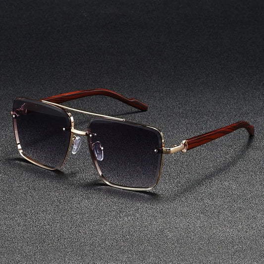 Thaddeus | Unisex Square Wooden Accent Sunglasses