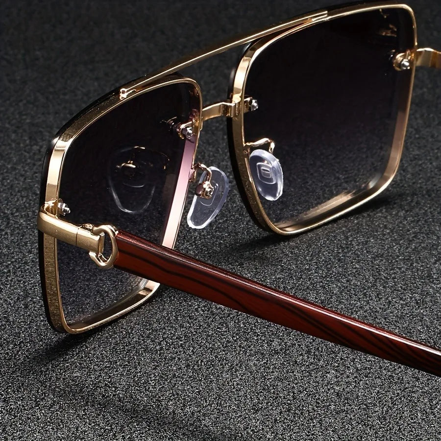 Thaddeus | Unisex Square Wooden Accent Sunglasses