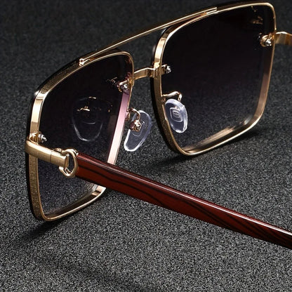Thaddeus | Unisex Square Wooden Accent Sunglasses