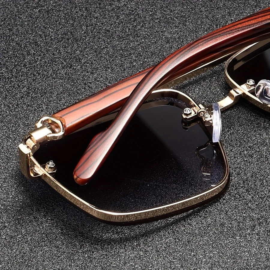 Thaddeus | Unisex Square Wooden Accent Sunglasses
