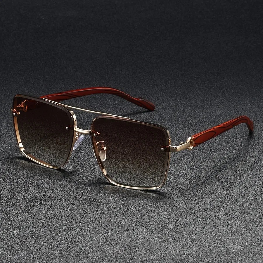 Thaddeus | Unisex Square Wooden Accent Sunglasses