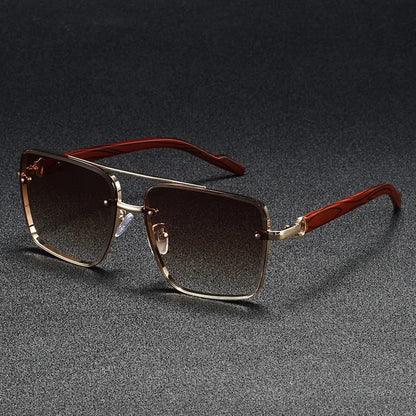 Thaddeus | Unisex Square Wooden Accent Sunglasses