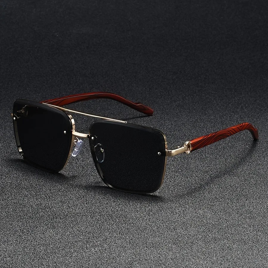 Thaddeus | Unisex Square Wooden Accent Sunglasses