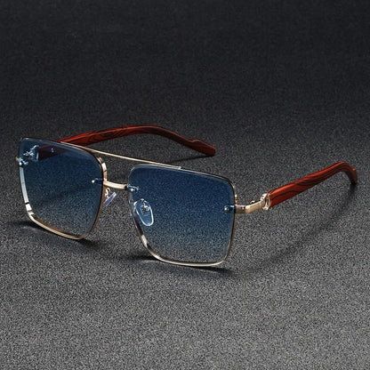 Thaddeus | Unisex Square Wooden Accent Sunglasses